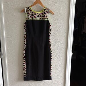 Elie Tahari Black and Multicolor Sleeveless Dress Sz 6